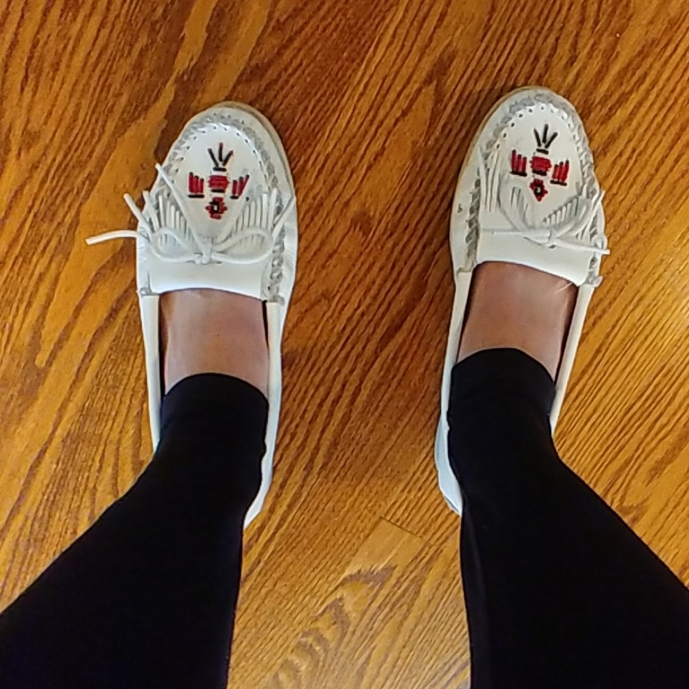 Minnetonka white mocs